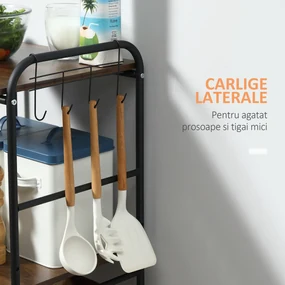 HOMCOM Cărucior Bucătărie Stil Industrial, Mobil cu Roți, Design Modern | Aosom Romania