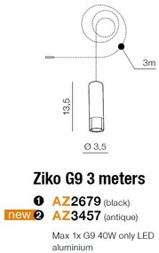 Accesoriu/ Cablu 3 metri cu pendul Ziko G9 negru ZZ AZ2679
