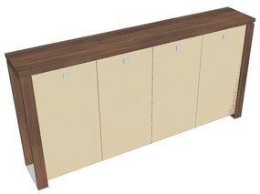 Dulap mediu pentru haine Verno+ 260 x 46 x 130 cm, uși de sticlă, nuc / vanilie
