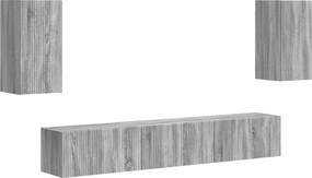 vidaXL Set comodă TV Pe perete 5 pcs Gri Sonoma Lemn compozit