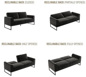 Canapea extensibilă neagră 217 cm Adley - CosmoLiving by Cosmopolitan