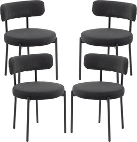 HOMCOM Set de 4 scaune de sufragerie cu spătar din țesătură picioare din oțel 51 x 51 x 76 cm negru | Aosom Romania