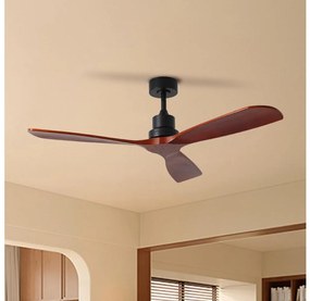 ZEVENTI - Ventilator de tavan LIONI Wi-Fi Tuya negru/stejar + telecomandă