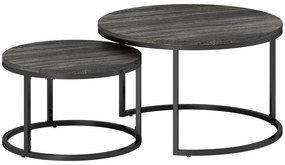 HOMCOM Set de 2 mese laterale pliabile design industrial, blat imitație ciment, picioare metalice negre | Aosom Romania