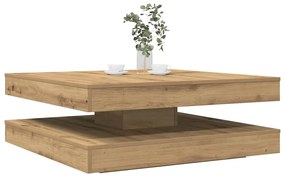 vidaXL Măsuță cafea rotativă 360 grade, stejar artizanal 90x90x34,5 cm