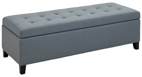 HOMCOM Bancă cu Stocare, Otomană, Bancă de Hol, Împăturire cu Nasturi, 125,1 cm x 48,9 cm x 41,3 cm, Gri | Aosom Romania