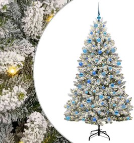 vidaXL Brad de Crăciun artificial Verde și alb 180 cm PVC și Metal