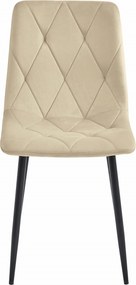 OFERTA Scaun de dining din catifea bej deschis LIBRA cu picioare negre II. calitate