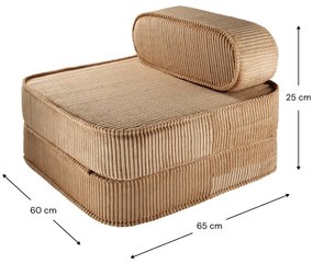 Fotoliu de copii maro cu tapițerie din catifea reiată Flip – Wigiwama