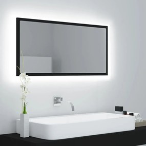 804933 vidaXL Oglindă de baie cu LED, negru, 90x8,5x37 cm, acril