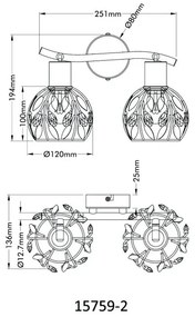 Aplica neagra din metal cu 2 spoturi MIKA