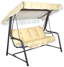 Leagan balansoar gradina, Damasco, 3 locuri, 240 kg, structura otel, 188x113x153, perne incluse, Crem