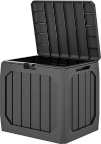 Outsunny Ladă de Grădină 121L din Plastic, Cutie de Depozitare pentru Exterior cu Mânere, Impermeabilă și cu Încuiere, 56x45x53 cm, Negru | Aosom Romania