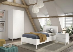 Set Mobilier Cameră Copii EVA: Pat 90x200 cm, Noptieră și Dulap 2 Uși, Alb – Vipack