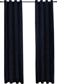 vidaXL Draperii opace cu inele, 2 buc., negru, 140 x 225 cm, catifea