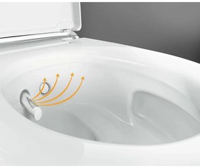 Set vas wc cu functie de bideu rimless suspendat cu capac soft close, ornament crom, Geberit AquaClean Mera Comfort