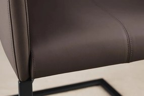 Scaun cu brate, Metal, Piele Naturala, Gri Taupe, SAMSON A-45175 VC