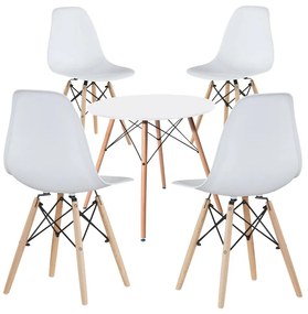 Set de 4 scaune moderne pentru dining cu masă, în 3 culori - alb