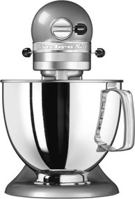 Mixer planetar KitchenAid Artisan Elegance 5KSM125ECU Contour Silver, 300 W, 4,8 l, Transmisie directa, 10 viteze, Argintiu metalizat