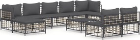 vidaXL Set mobilier de grădină cu perne, 10 piese, antracit, poliratan