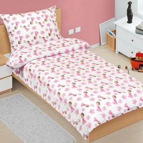 Lenjerie de pat din bumbac pentru copii BellatexJunior Princess roz, 140 x 200 cm, 70 x 90 cm