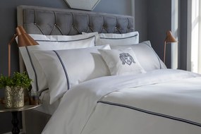 Lenjerie pat WILLIAM HUNT Savile Row 800TC White Navy