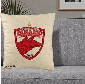 Perna Personalizata FC Dinamo Bucuresti 1948 Fotbal, 40x40 cm, Bej, Husa Detasabila, Perna Inclusa, BEKZ®