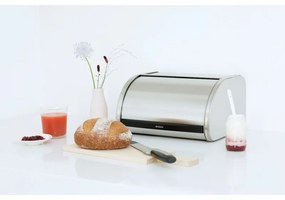Cutie de paine Brabantia Roll Top 646889, 11 L, 31.6x26.5 cm, Structura speciala, Inox/mat
