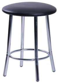 Scaun dining de tip taburet Talli Chrome, piele ecologica N-20, negru