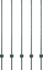 vidaXL Stâlp de gard. 5 pcs Verde 120 cm Oțel