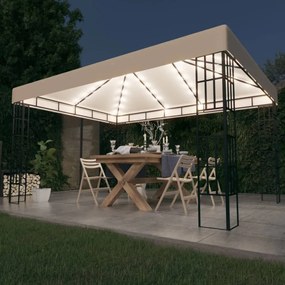 Pavilion cu sir de lumini LED, crem, 3x4 m Crem, 3 x 4 m