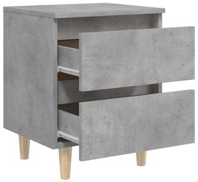 Noptiera cu picioare din lemn masiv pin, gri beton, 40x35x50 cm 1, Gri beton
