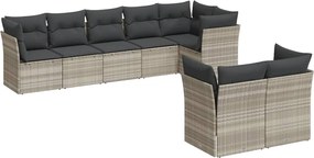 vidaXL Set mobilier de grădină cu perne, 8 piese gri deschis poliratan