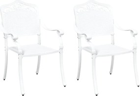 vidaXL Scaun pentru Grădină 2 pcs Alb 55 x 55 x 92,5cm Aluminiu