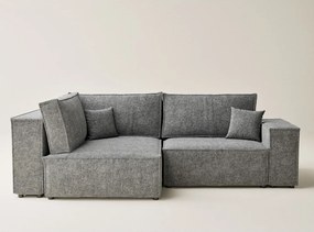 Colțar gri extensibil/cu spațiu de depozitare cu tapițerie din chenille (cu colț pe partea stângă/în formă de ”L”) Tonga – Maison de Rêve