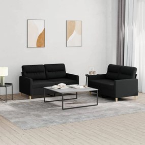 vidaXL Set de canapele cu perne, 2 piese, negru, textil