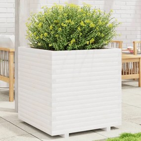 vidaXL Jardinieră de grădină, alb, 70x70x72,5 cm, lemn masiv de pin