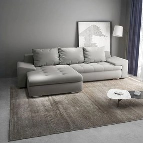 Colțar extensibil dumonde cu ladă de depozitare si sezut confortabil din spuma high-density, Leonardo Royal Gri 260x185 cm