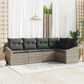 vidaXL Set de canapele pentru grădină 5 pcs Gri deschis Rattan poli