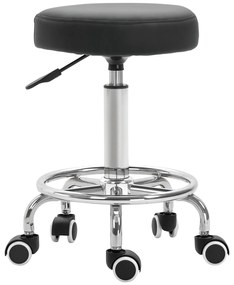 Vinsetto Taburet cu roți, taburet de masaj cu înălțime reglabilă 50-64 cm și șezut căptușit, pivotant 360°, negru | Aosom Romania