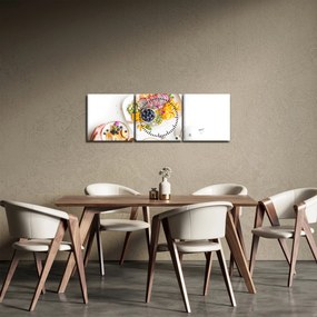 Tablou cu farfurie cu fructe pe masă (cu ceas) (90x30 cm)