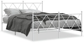 376569 vidaXL Cadru de pat metalic cu tăblie de cap/picioare, alb, 140x190 cm