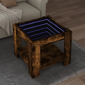 847543 vidaXL Măsuță de cafea cu LED stejar fumuriu 53x53x45cm lemn prelucrat