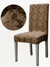 Set 6 huse elastice pentru scaune, model Jacquard, Cappuccino