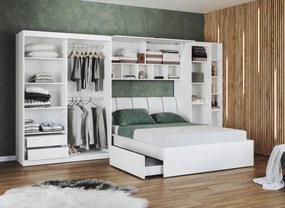 Set dormitor alb pat tapitat - Blanco - Configuratia 21