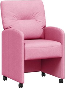vidaXL Scaune de dining cu roți 2 pcs Roz 57 x 67 x 95 cm țesătură