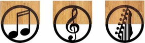 Decoratiuni perete JUST MUSIC - 334, negru/stejar, metal/lemn, 25x3x27