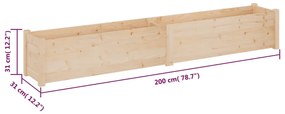 Jardiniere de gradina, 2 buc., 200x31x31cm, lemn masiv pin 2, Maro, 1