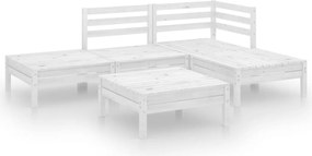 vidaXL Set mobilier de grădină, 5 piese, alb, lemn masiv de pin