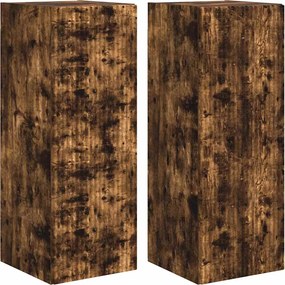 vidaXL Dulap TV de perete 2 pcs Stejar fumuriu 30 x 31 x 80 cm